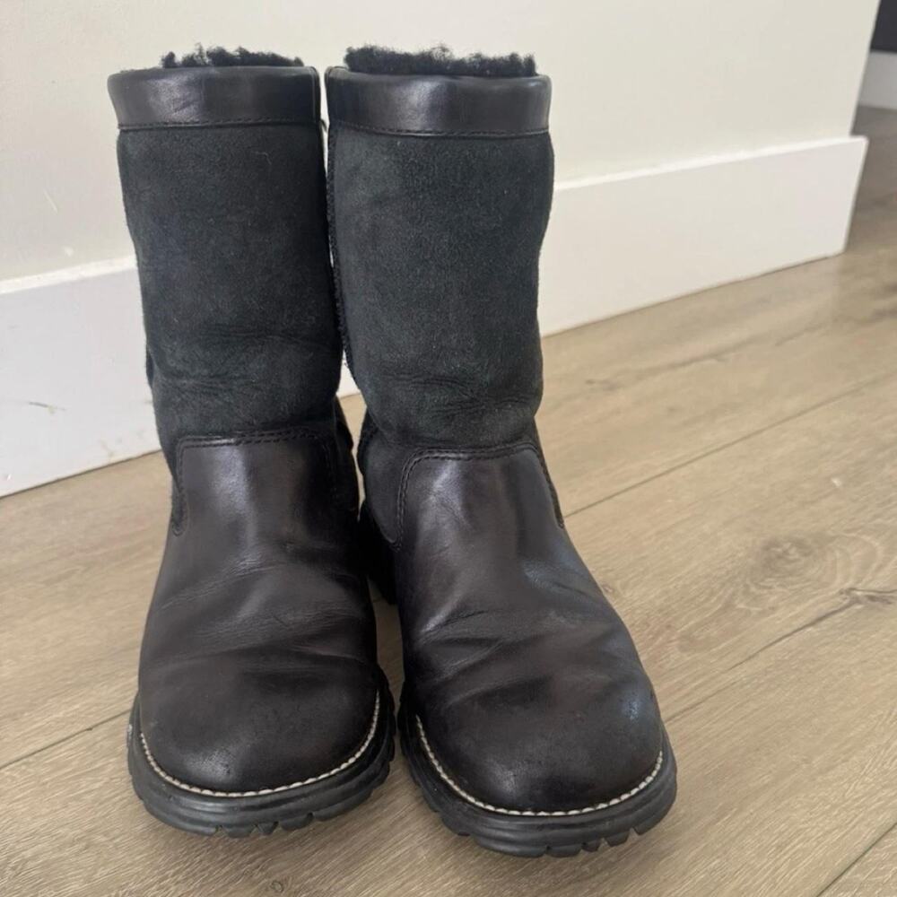 Black ugg boots with white